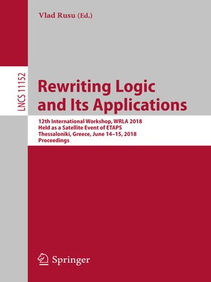 cover image of Rewriting Logic and Its Applications